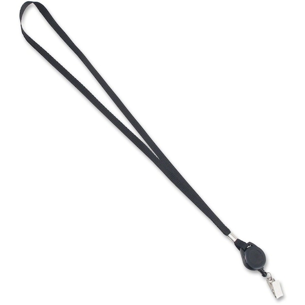 Advantus Lanyards, w/ Badge Clip, Retractable, 36", 12/BX, Black 12PK AVT75549 - main